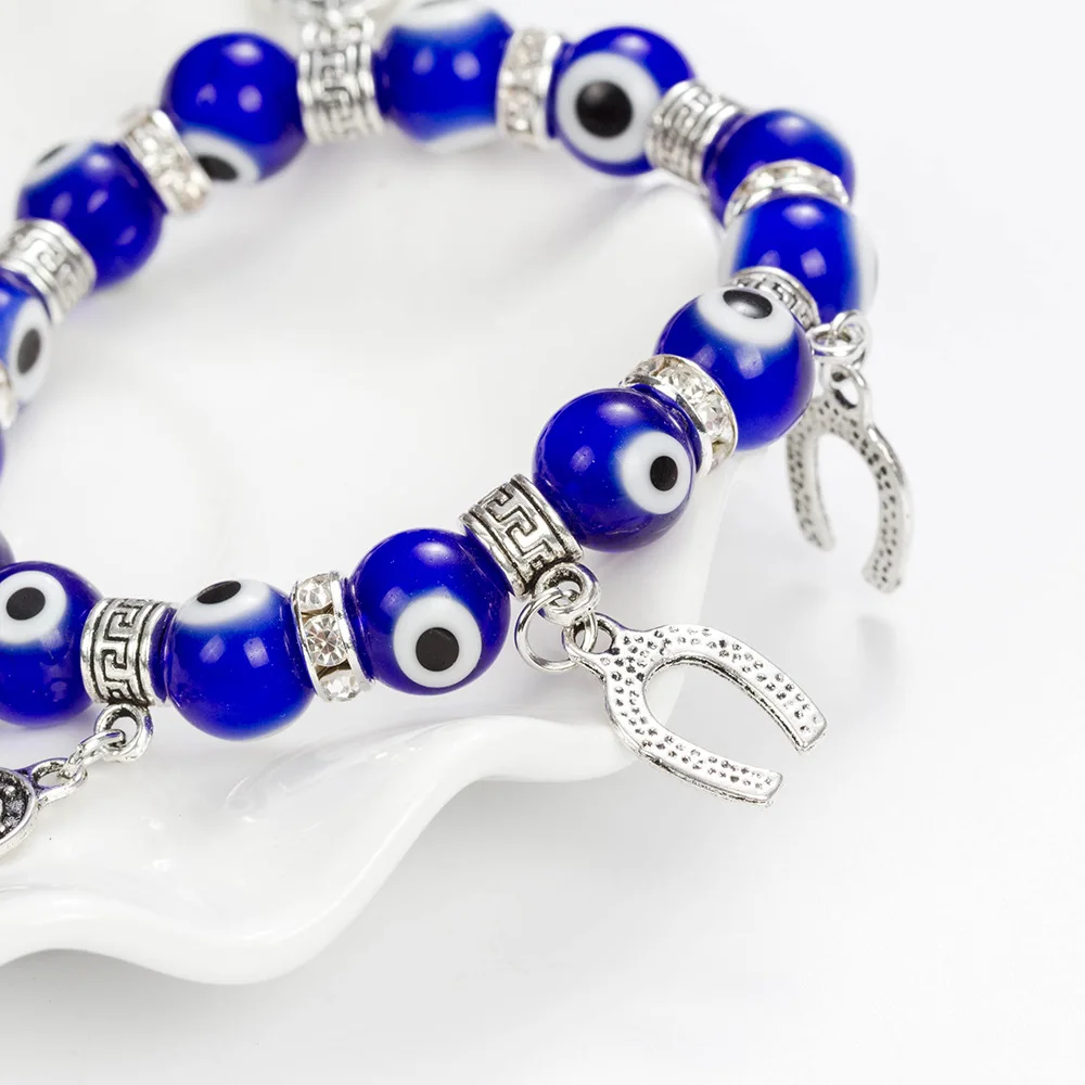 ZUOWEN 2022 New Product Turkey Evil Eye Bracelet Crystal Glass Elastic Beaded Devil Eye Bracelet Women Jewelry