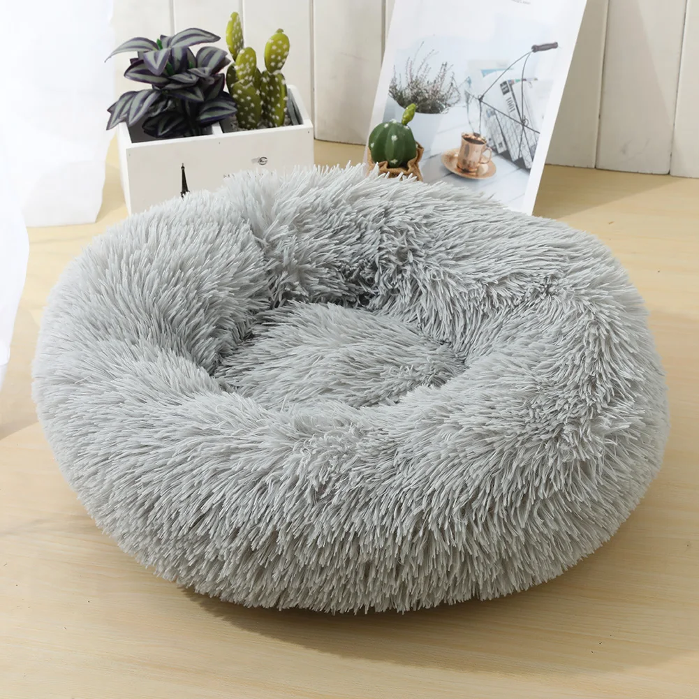 Best Quality Non-slip Improved pet sleeping Colourful Cat Sofa Removable Fluffy Donut Faux Fur Winter Ultra Warm dog Cat Nest