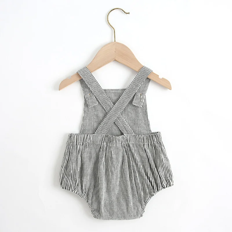 2021 New Born Baby Clothes Rompers Bodycon Romper Kids Girl Cotton Linen Striped Romper