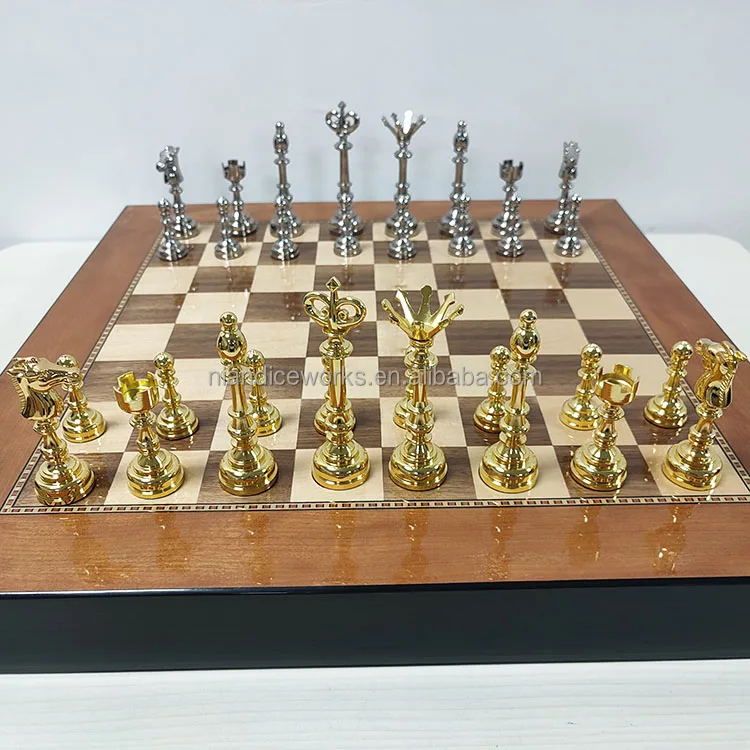 Wholesale high-quality luxury wood and metal chess pieces play for chess games sale  metal chess online
