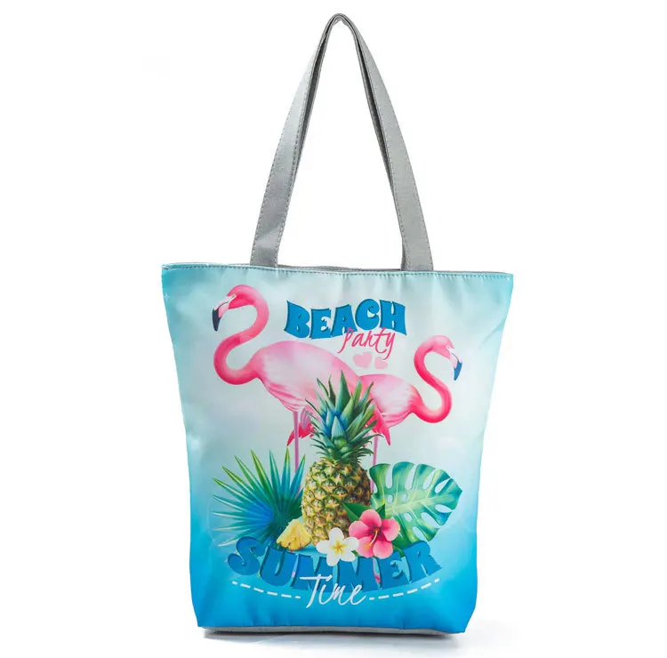 
Custom sublimation woven fabric tote washable fashion printing foldable zip up promotion shopping bags 