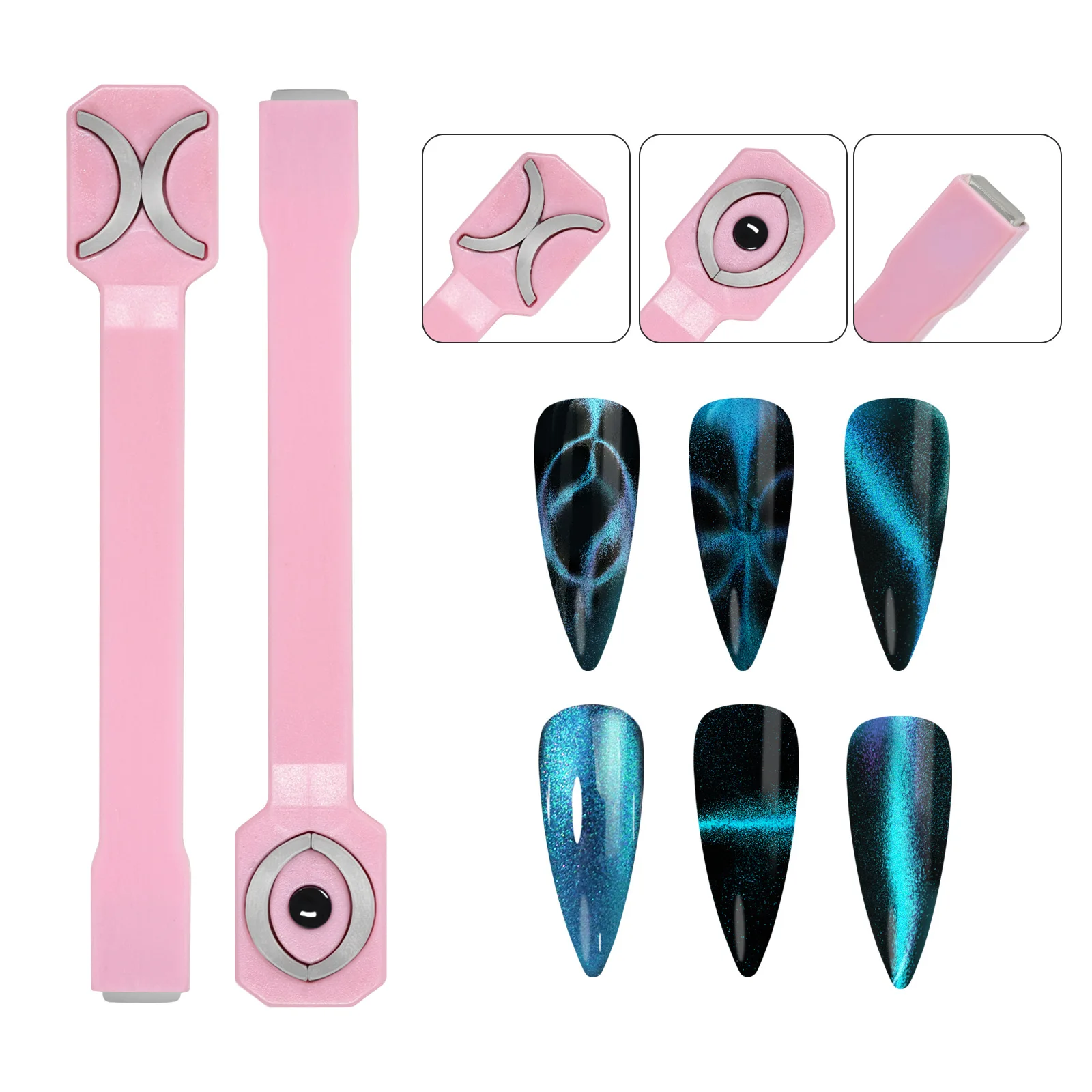 Best selling 3 in 1 multi-function nail magnet tool cat eye press on nails glue 3D dual head strong cat eye accessories for nail