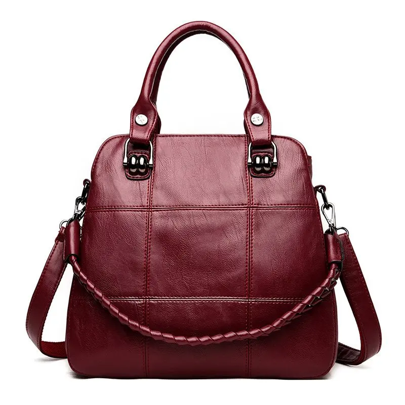 Newest design cross small leather Handbag Shoulder Bag Zipper PU Top Handle Bag