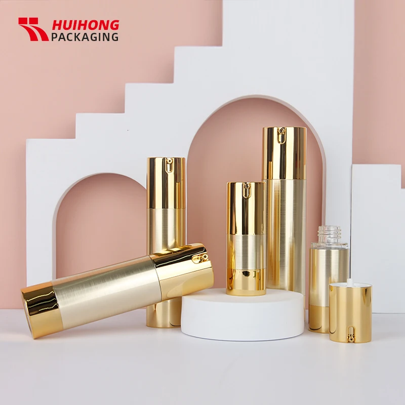 15ml 30ml 50 ml 80ml 100ml AS Gold Highlight  Airless Lotion Mist Pump Spray  Bottle For Luxury  Packaging Cosmetic