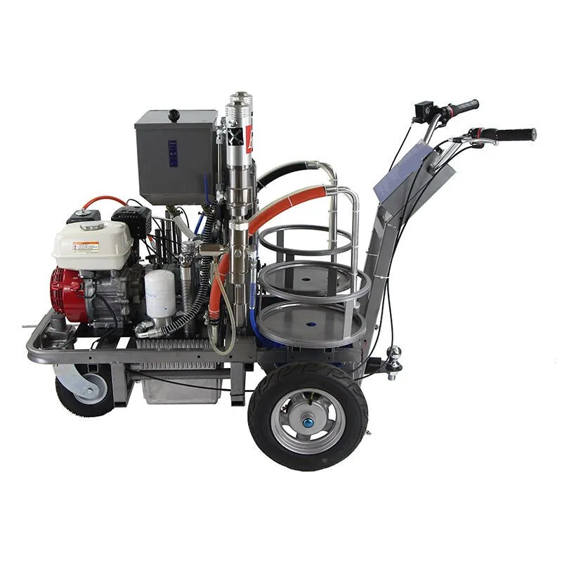 Two component double line cold paint road marking machine with glass spreader laser ruler