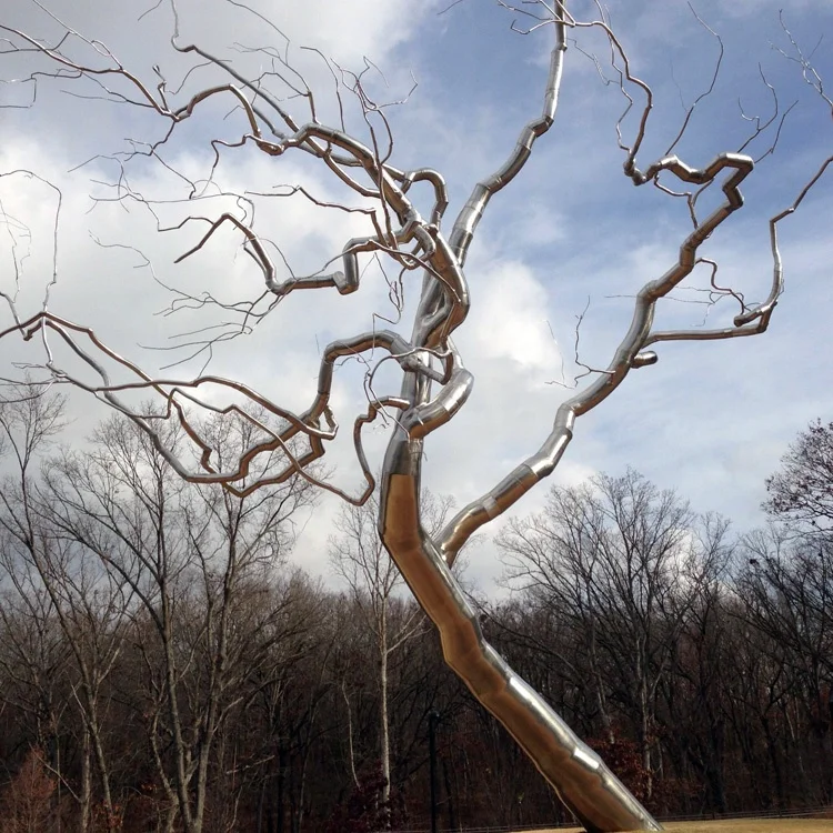 Customized metal material stainless steel tree sculpture