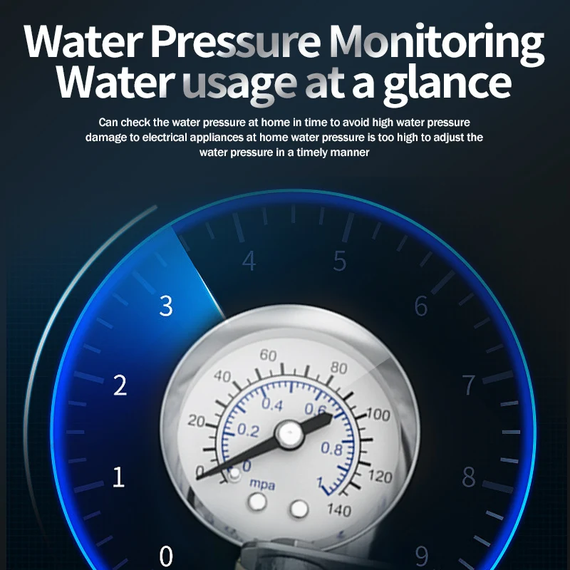 Ultrafiltration 0.01 Micron Stainless Steel under Sink Water Filter System with Real-time Pressure Gauge for Household Use