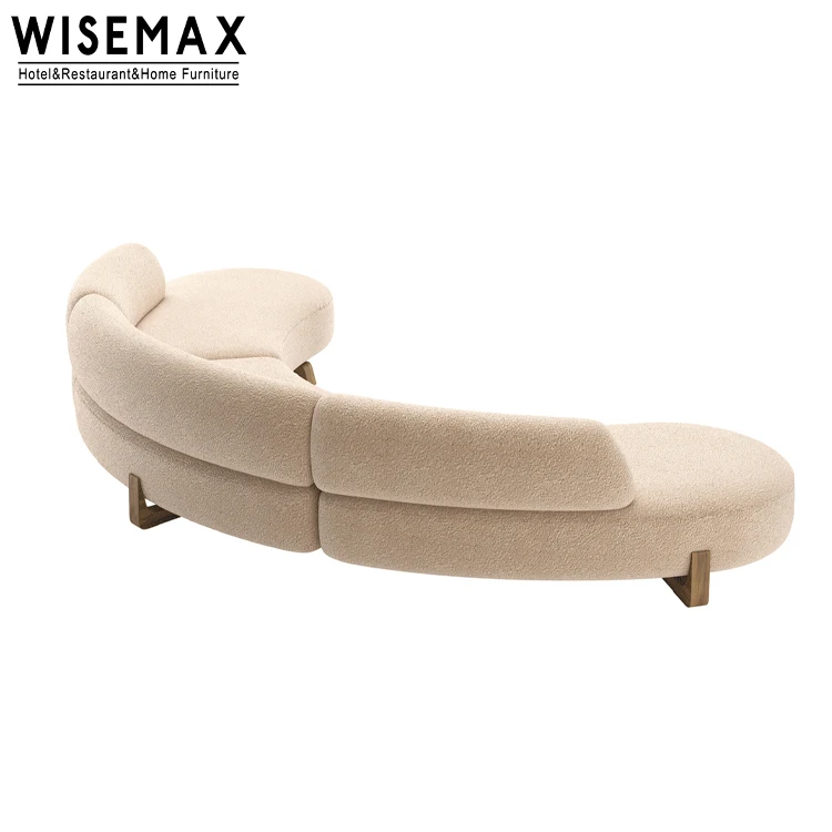 WISEMAX FURNITURE New italy style modern curved design long fabric sofa for living room hotel