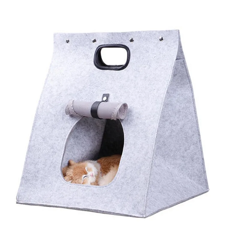 Manufacturer production Foldable Portable Cat and dog kennel felt pet house and bed felt cat bed cave