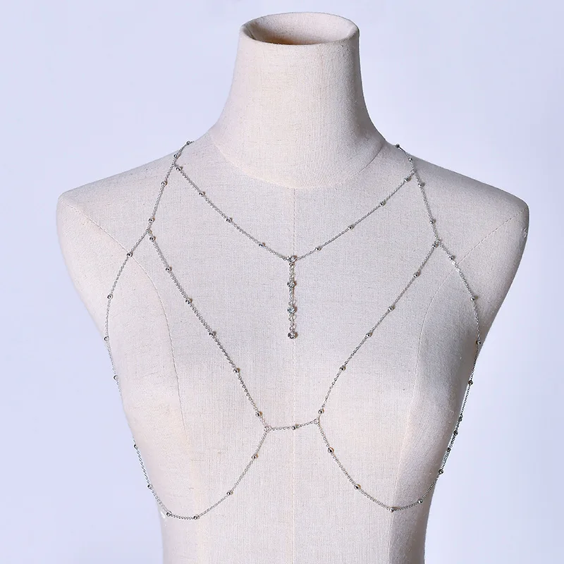 High-End Fashionable Versatile Diamond Pendant and Body Chain Necklace Sexy Sparkling Alloy Belly Jewelry