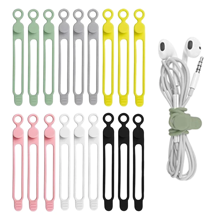 Cable Organizer Cable Strap Clips Wire Organizer for Earphone Cord Organizer For Appliances Reusable Silicone Cable Ties