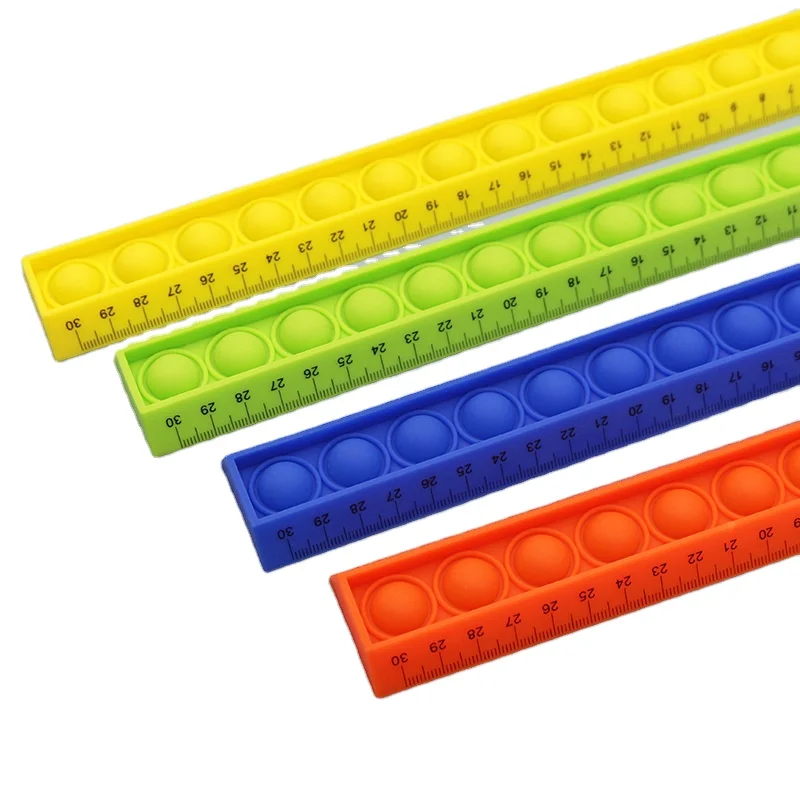 Kids Stress Relief New Silicone Stationery scale Decompression Bubble Cute Student Measuring Ruler Fidget Toy