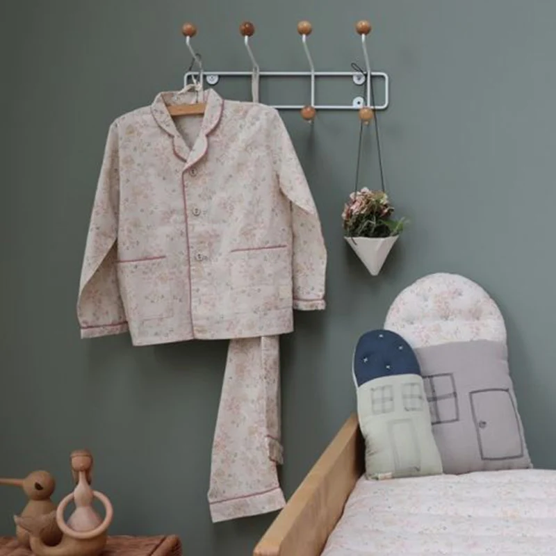 Custom Floral Printing Children Cotton Nightwear Sleepwear Pyjamas Girl Kids Clothing Pajamas