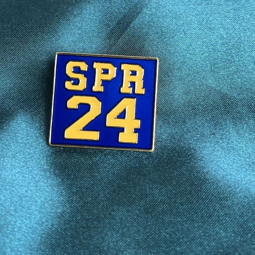 Greek Sorority Delta Aka Green And Pink Spring 24 Brooch Square Red And White SPR 24 FALL 24 Lapel Pin