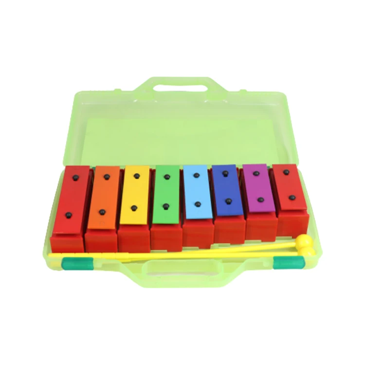 Idiophonic Pull Along Kids Musical Instrument Toy Wooden Baby Xylophone For Children