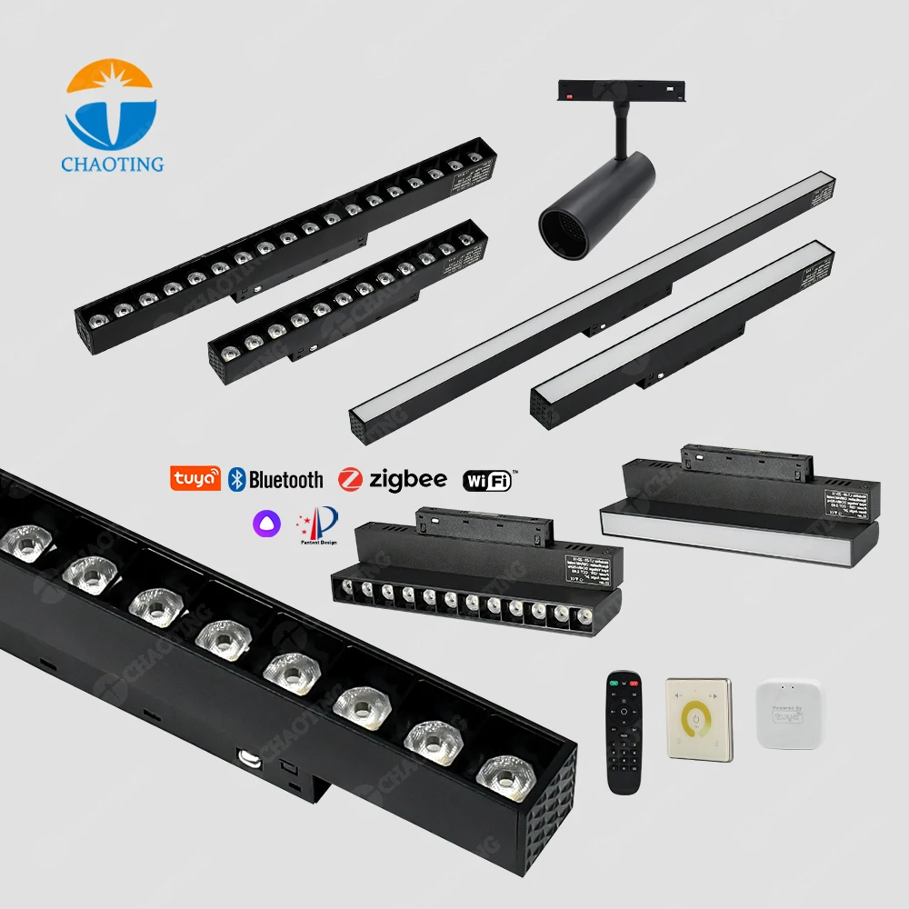 Modern DC 48V Low Voltage Smart Bluetooth Control 4 Linear Pendant Lamp Magnet Track Lighting Sistema Magnetico LED Track Lights