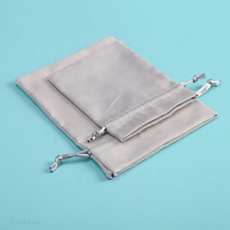 High Quality Velvet Fabric Drawstring Gift Packaging Bag Microfiber Dust Suede Pouch For Perfume Necklace