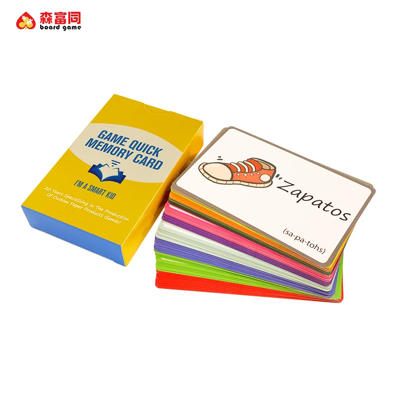 Custom Printing Language Spanish English Early Learning Playing Flash Cards For Kids