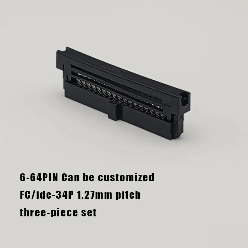 custom 6-28pin 1.27mm pitch 34 pin idc socket double row female connectors extension assembly