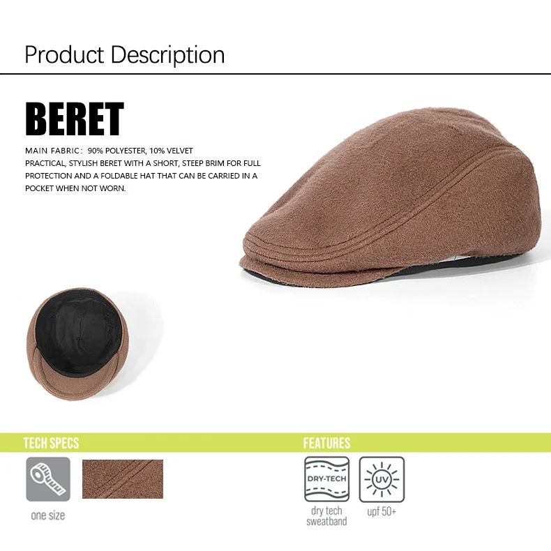 flat Ivy bunnet Wool Berets French Artist Style Warm Winter Beanie Hat Retro Plain Beret Solid Color