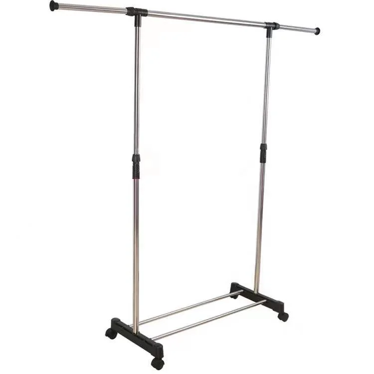 Customized Floor Standing Metal Hangers Bedroom Hanging Clothes Coat Racks With Wheels Easy To Moving