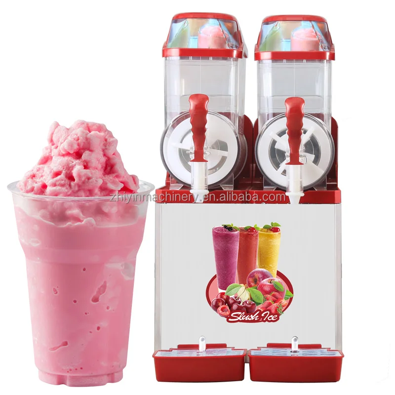 Slush Machine 2 Tank Apple and watermelon juice Cold Drink Snow Ice Machine Commercial Slush Machine 2 Tank Ice Crusher