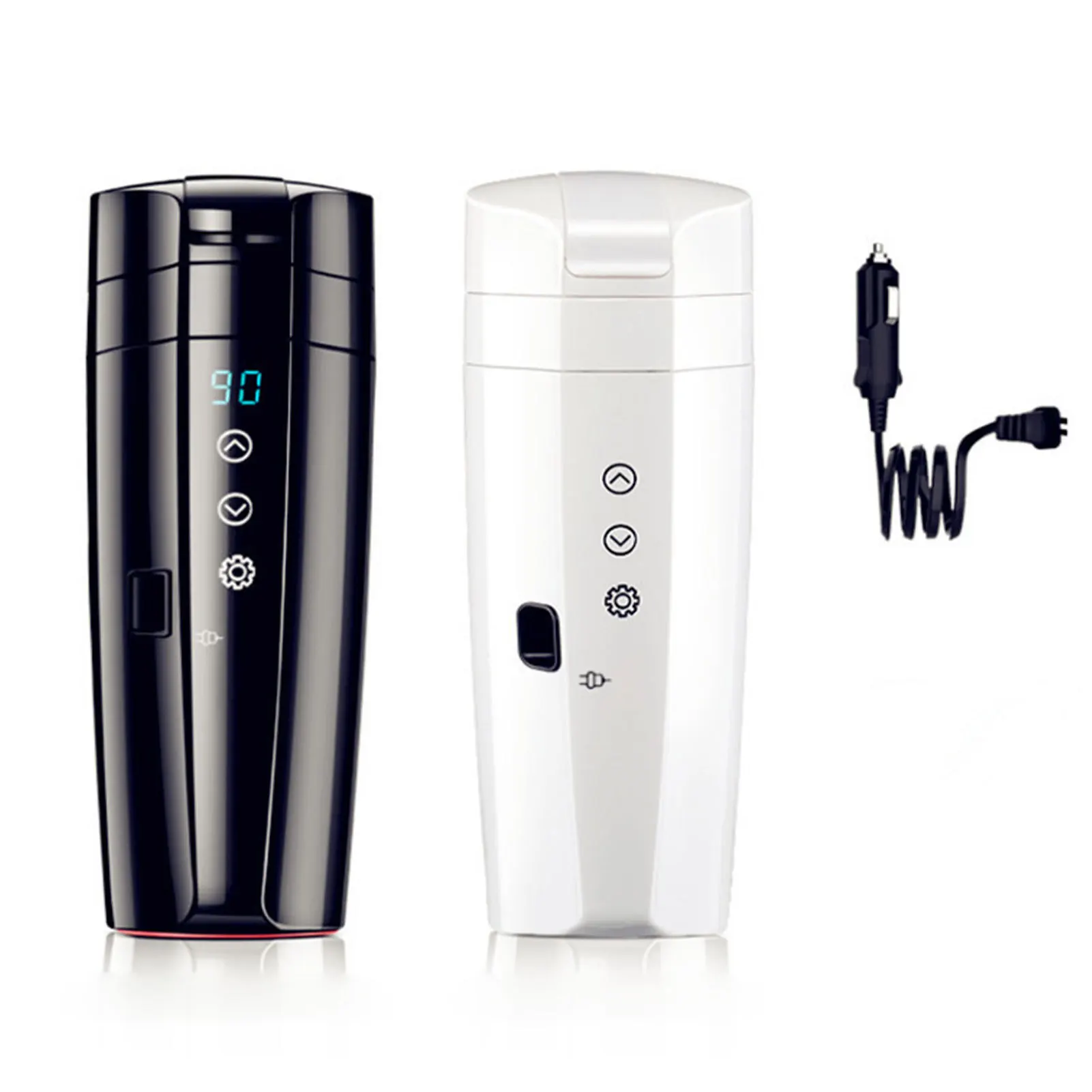 12V/ 24V Real-time Temperature Vehicle Heating Cup Waterproof Stainless Steel Car Kettle Water Heater Auto Mug Travel Kettle