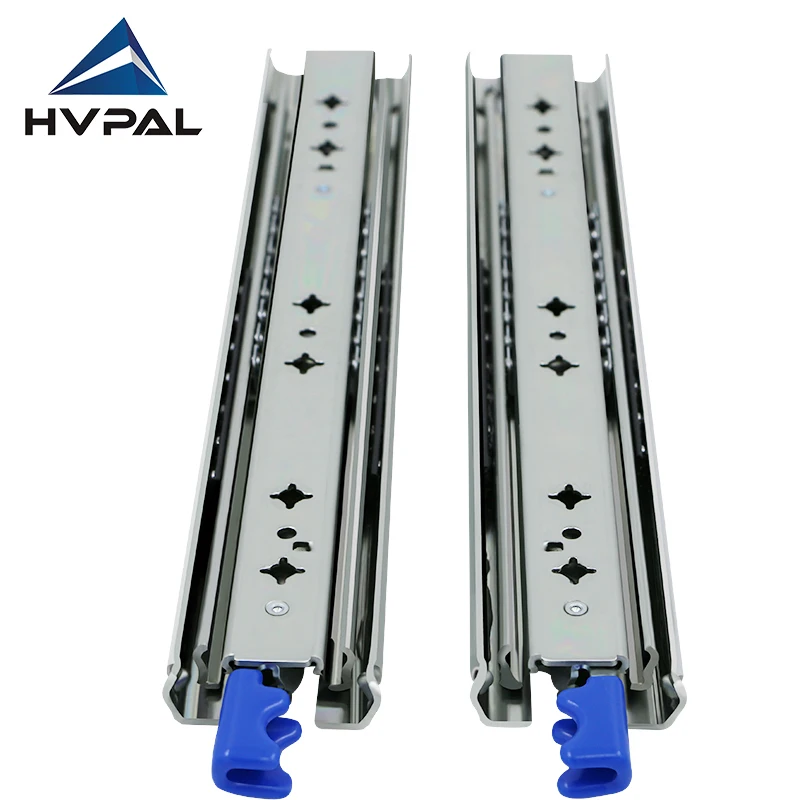 Hvpal 115kg Load Capacity 53mm Width 3Fold Channel Sliders Locking Side mounted Telescopic Rails  Heavy Duty Drawer Slide