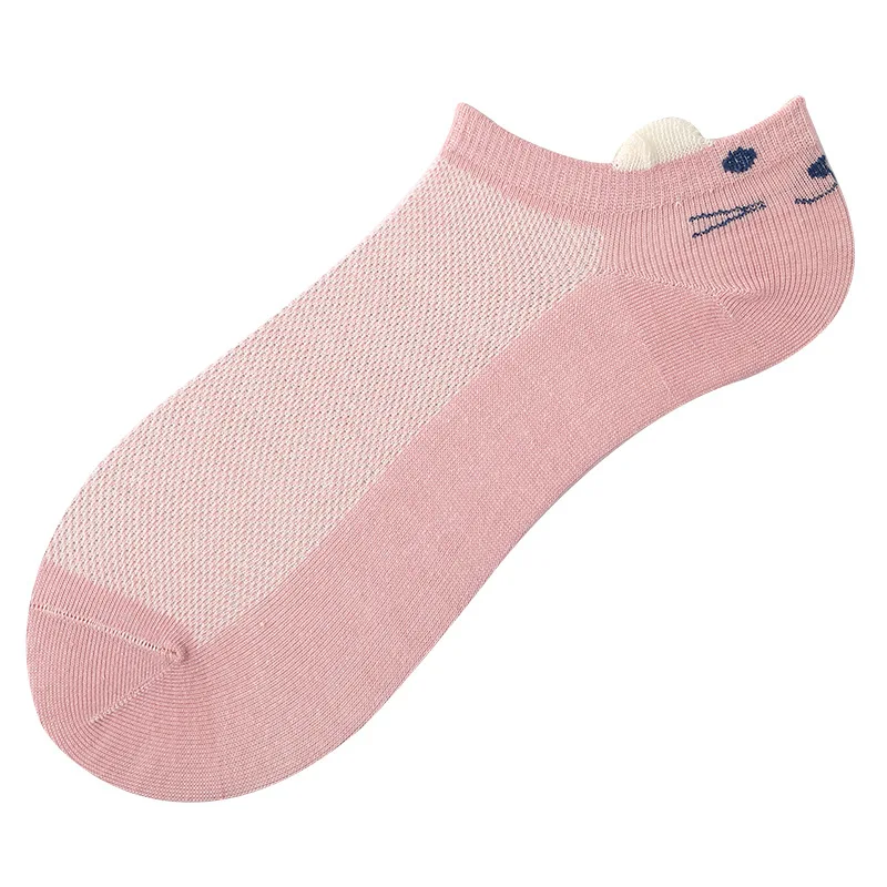 6 pairs set low cut anti slip cute cartoon socks summer cotton ankle knit fashion jacquard women socks