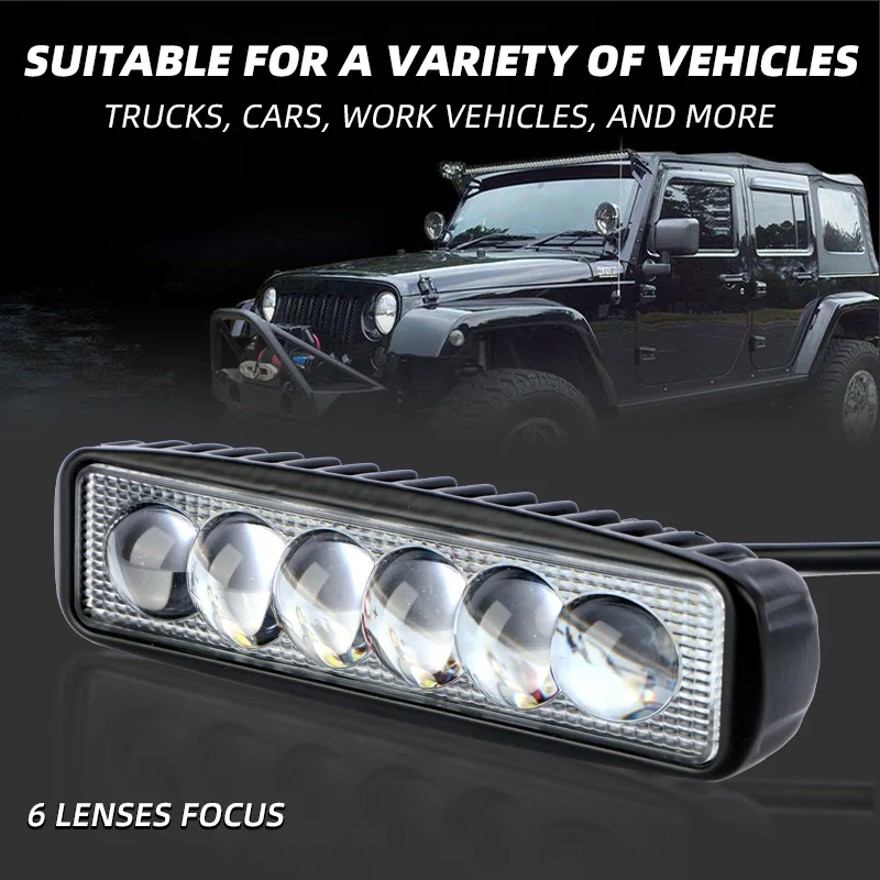 New single row 4 inch 6 lens LED strip light 12v white light for truck car off-road vehicle led light bar