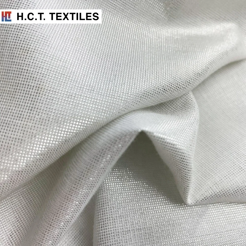 Серебристая отражающая 75 г хлопчатобумажная полиэфирная вискозная ткань металлик для блузки