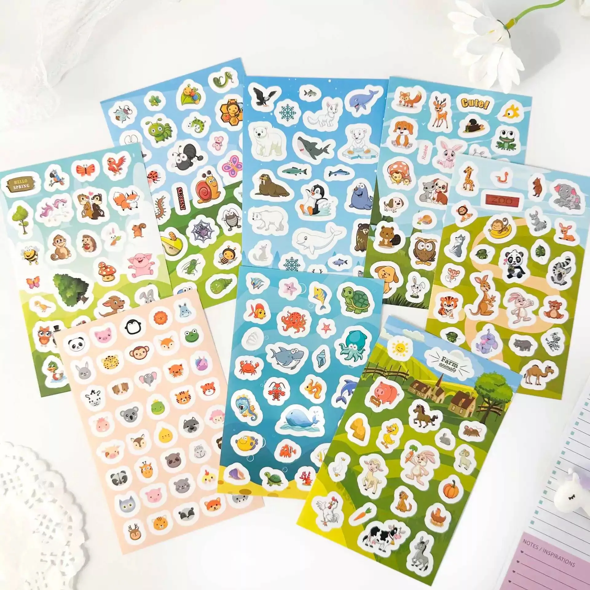 Waterproof Custom Self Adhesive Vinyl Decorative Sticker A4 A5 Sheet Kiss Cut Sticker