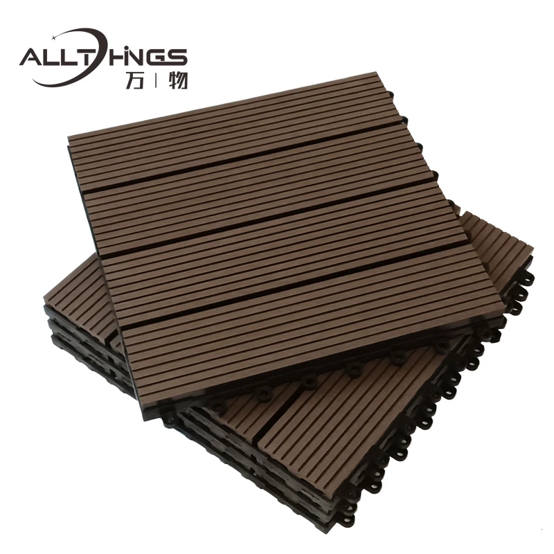 Waterproof DIY Wood Composite Floor Interlocking Plastic Outdoor Decking Tiles luxury vinyl
