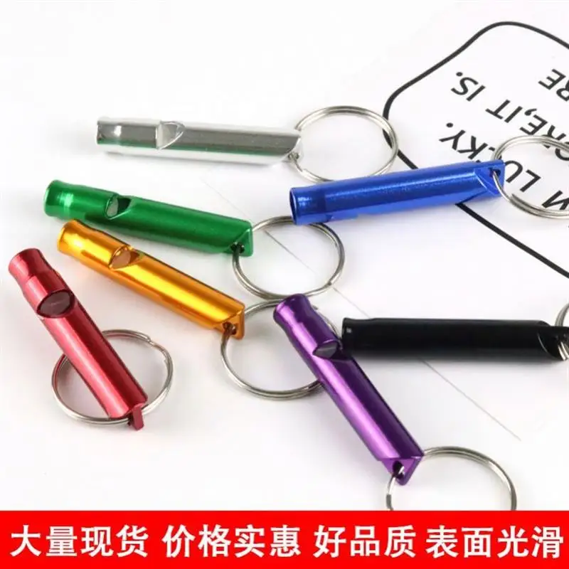 Promotion custom Women Outdoor Self Defense whistle Keychain multi colors Metal Safety Survival Loud Whistles Key chains Tools