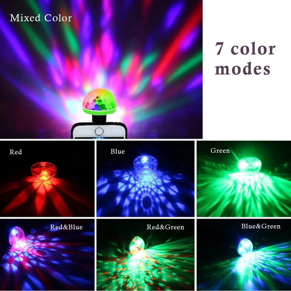Mini USB LED Party Lights Portable Sound Control Magic Ball 3W Mini Colorful DJ Magic Disco Stage Lights for Mobile