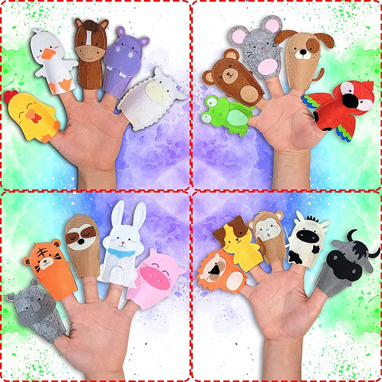 Wholesale handmade finger number toys handmade felt animal finger puppets
