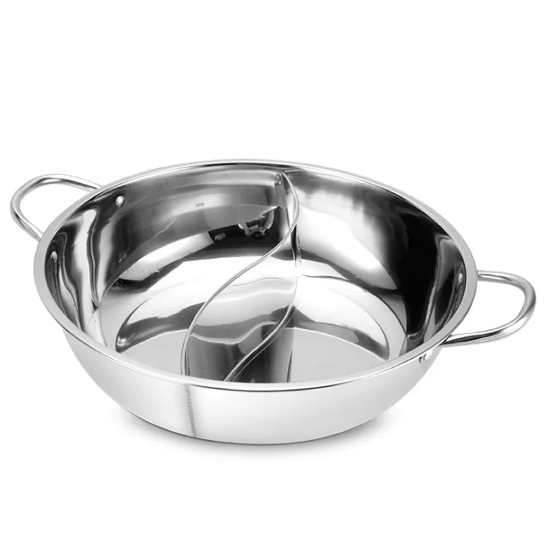 304 Stainless Steel Compound Bottom Mandarin Duck Hot Pot with Divider Metal Hot Pot