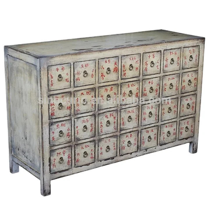 Chinese living room antique original drawers rustic wooden medicine cabinet