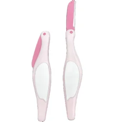 OEM ODM wholesale Plastic Handle Stainless Steel makeup tools set eyebrow shaver Unique eyebrow razor