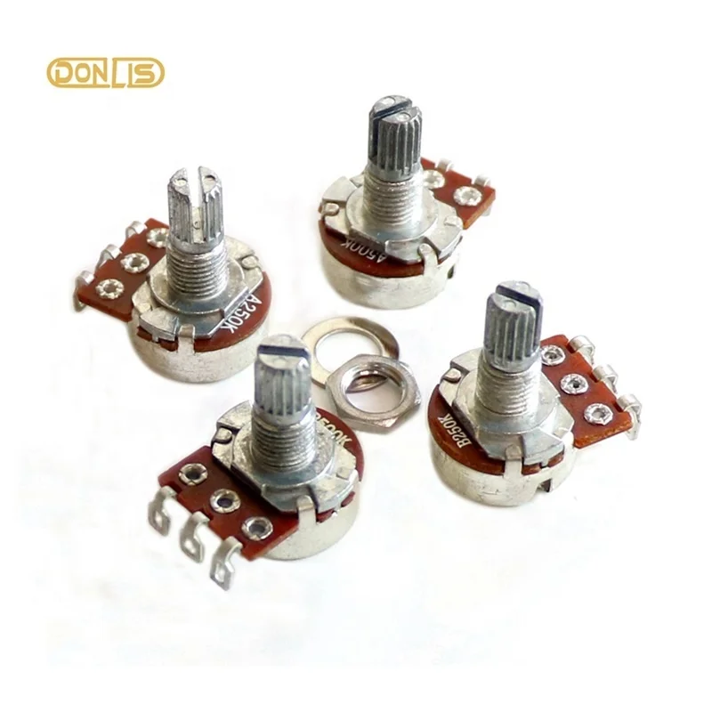 Горшки для мини-гитары Donlis с разделенным валом 15 мм со значением 500K 250K басового потенциометра онлайн оптовые Запчасти
