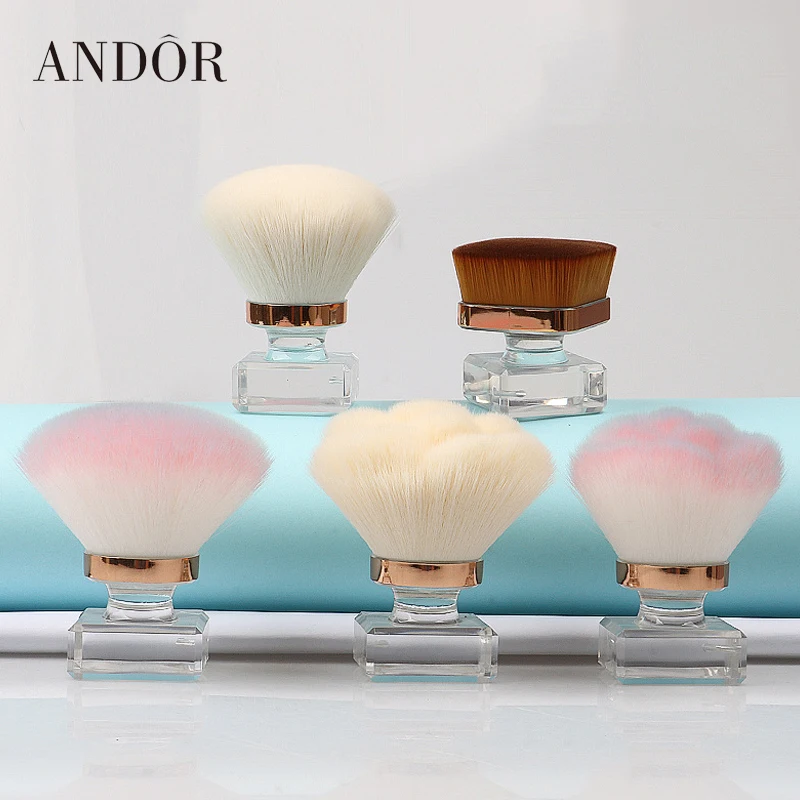 Nail Art Tools Transparent Handle Nail Dust Cleaning Brush Makeup Powder Foundation Nail Dust Brush