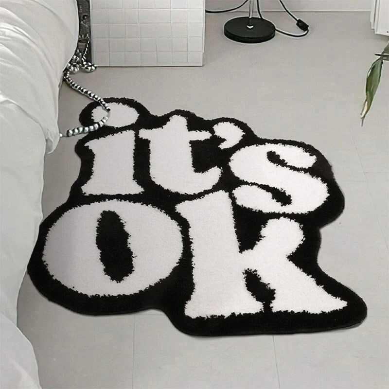 Manufactures microfiber letter shape shower mat non-slip water absorbent bathroom rugs cute tufted bath mat