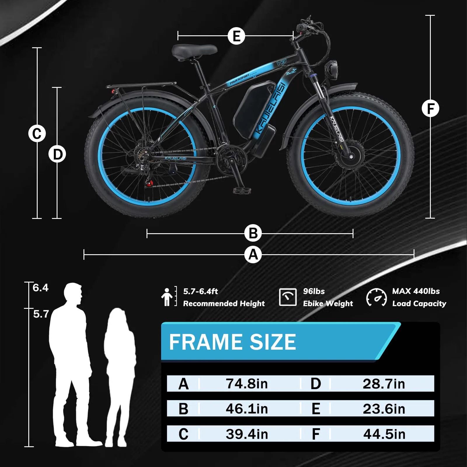 US Warehouse New Arrival Kaijielais V3 Ebike 2000w Dual Motor Hydraulic Disc Brake Electric Bike With 23ah Rechargeable Battery