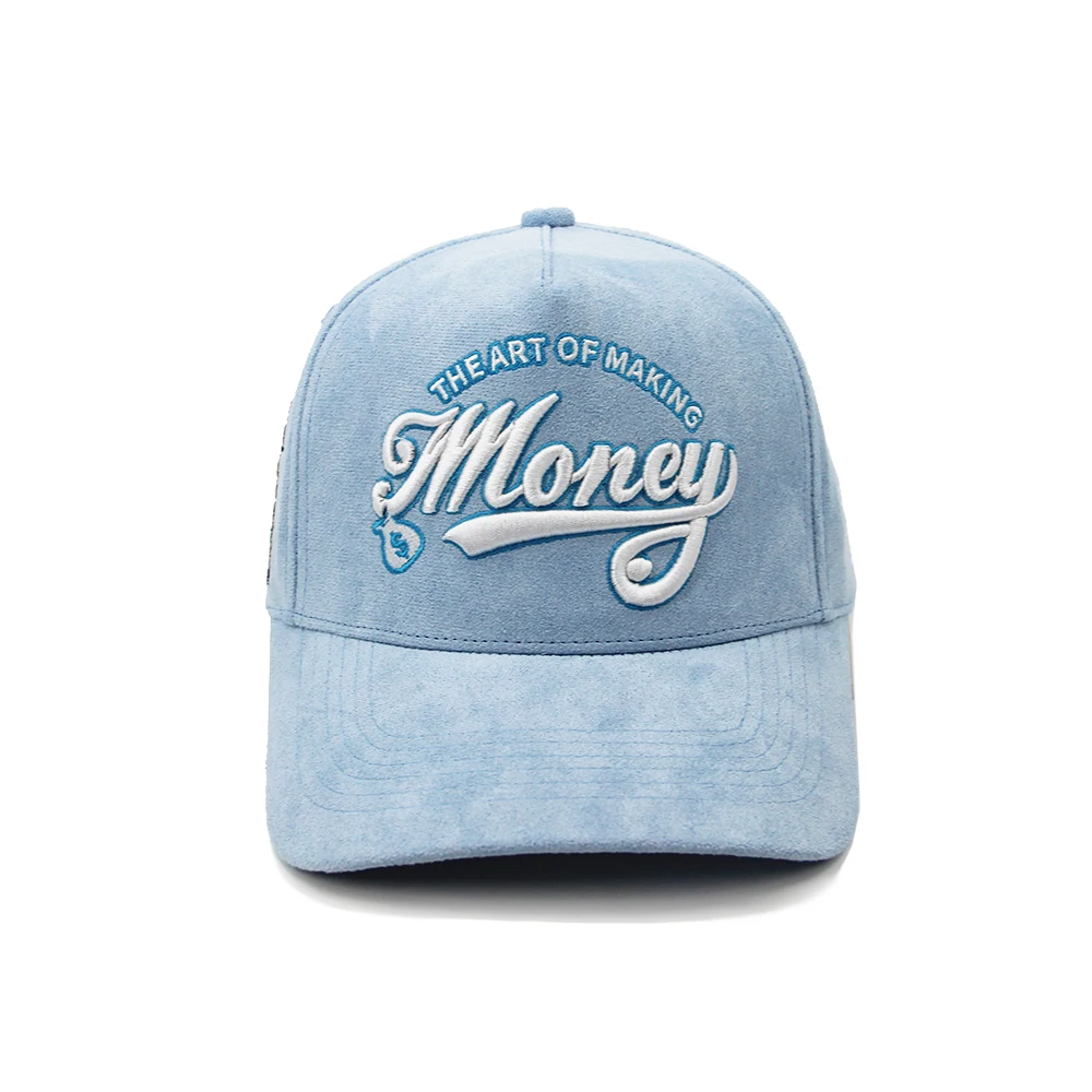 Hot Selling 100% Suede 5 Panel A Frame Custom 3D Embroidery Logo High Crown Chamois Classic Adjustable Snapback Baseball cap