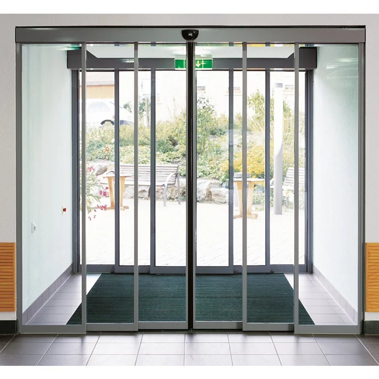 Security Automatic Sliding Doors Graphic Design Closet Doors for Homes Exterior Patio Aluminum Framed Glass Modern Supermarket