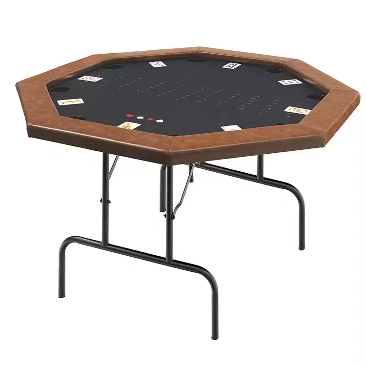 48 Inch 8 Player Poker Table Casino Table With Steel Cup Holders Leisure Poker Table
