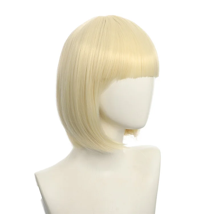 Heat Resistant Synthetic Short Blonde Bobo Cosplay Hair Wigs Women  Short Straight Bob Wig