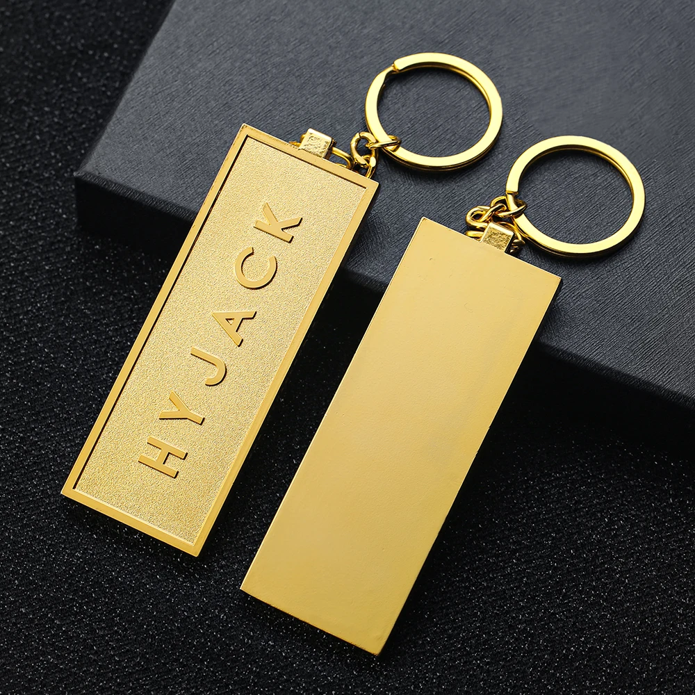 custom gold plate logo keychain for engrave