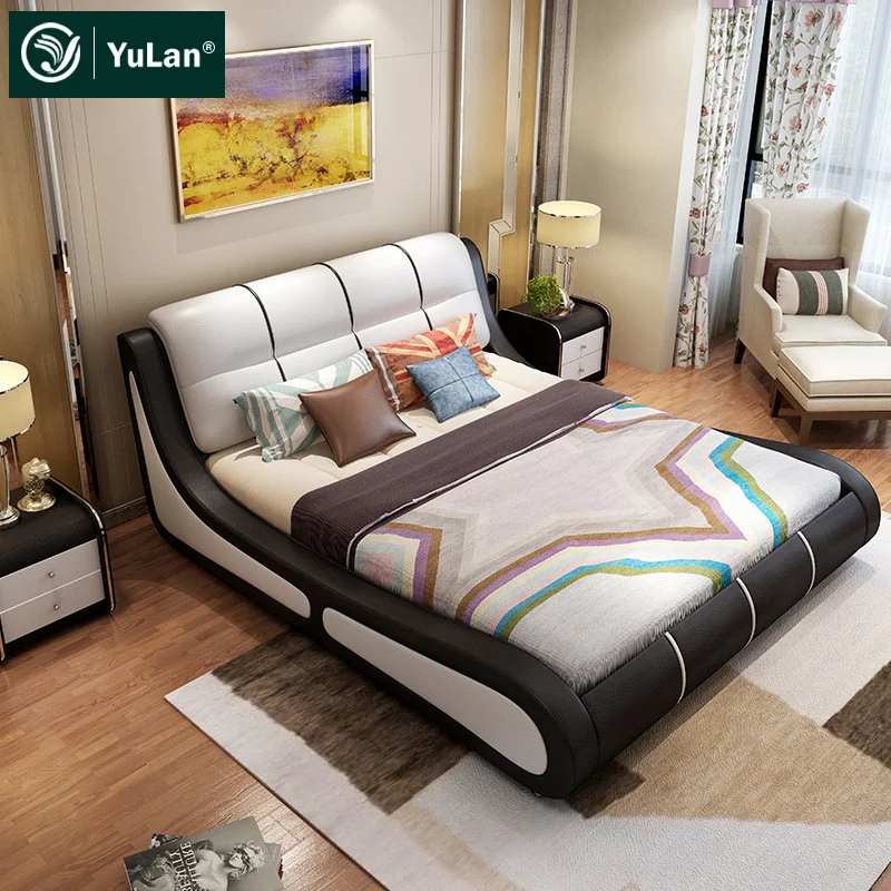 Luxury European Modern Design Metal Fabric Leather Queen King Size Bed Frame Storage Beds Hotel Bedroom Furniture Set