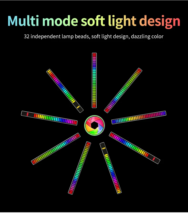 RGB sound control pickup rhythm lights music ambient lamp car LED night lights with USB charging